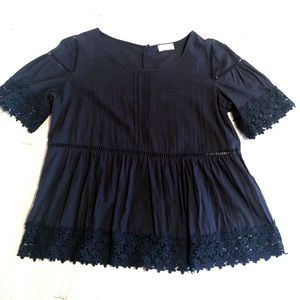 Wrap London navy top with adjustable camisole.